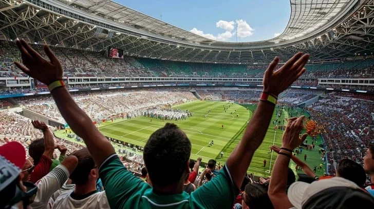 体育赛场观众席座无虚席热闹非凡